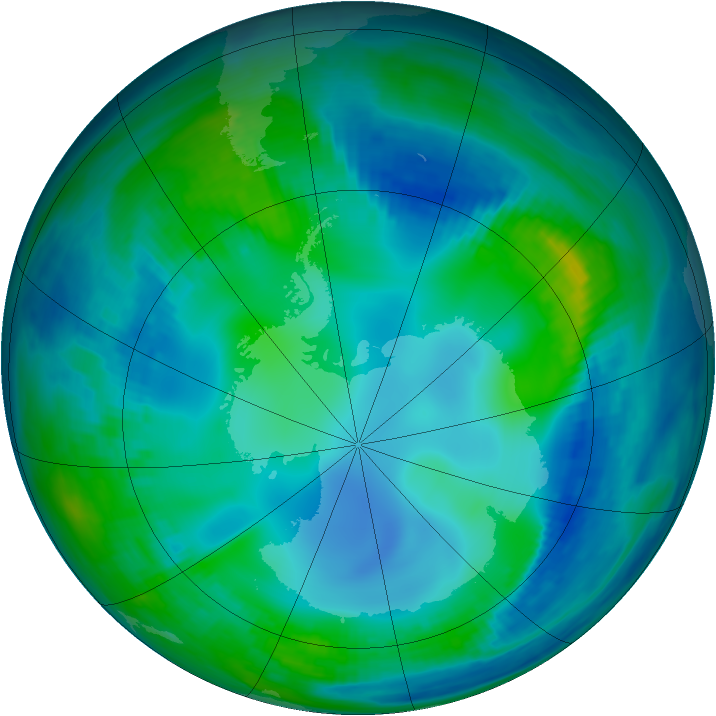 Antarctic ozone map for 20 May 2000